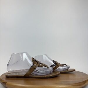 Womens Tory Burch Miller Thong Nude Patent Leather Flip Flops Sandals Size 8 M